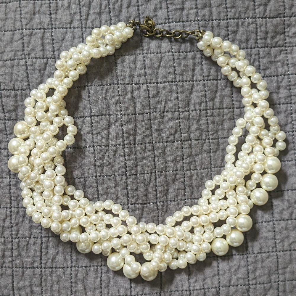 BaubleBar Chunky Braided Faux Pearl Statement Collar Necklace